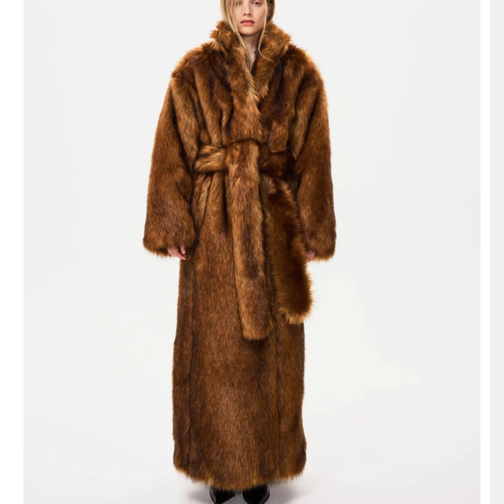 Elegant Long Brown Teddy Coat